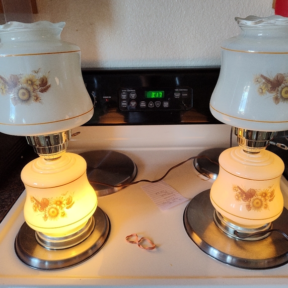 Sunflower Hurricane Lamps $70 or $120 pair - Picture 4 of 4